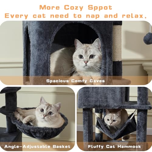 70-Inch Light Gray Cat Tree Tower with Hammock X717