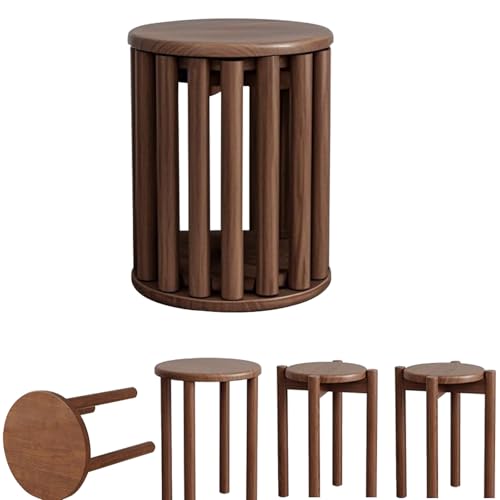 Stackable Stools Set of 4 Walnut Color F453594