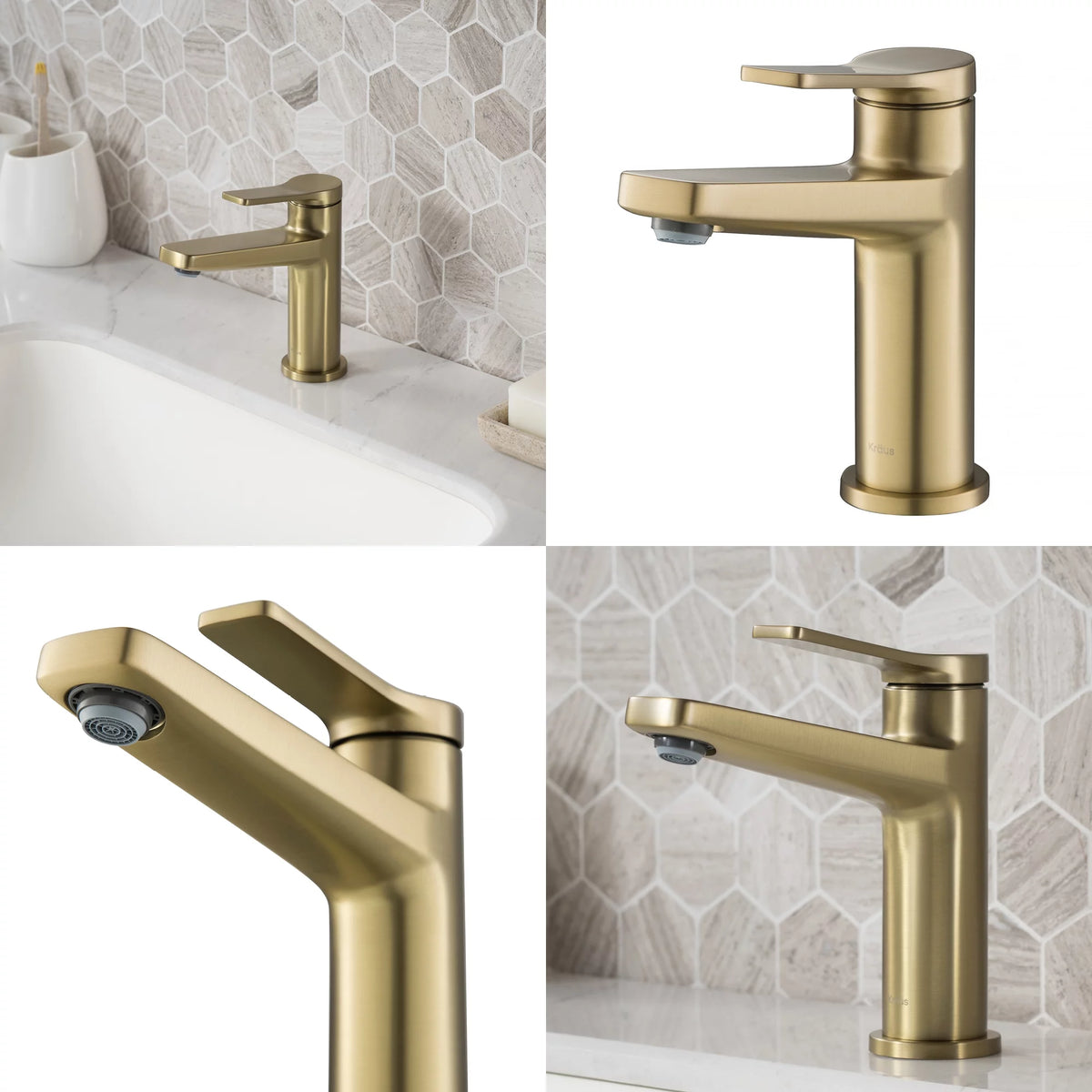 Single Handle Bathroom Faucet in Brushed Gold U570063