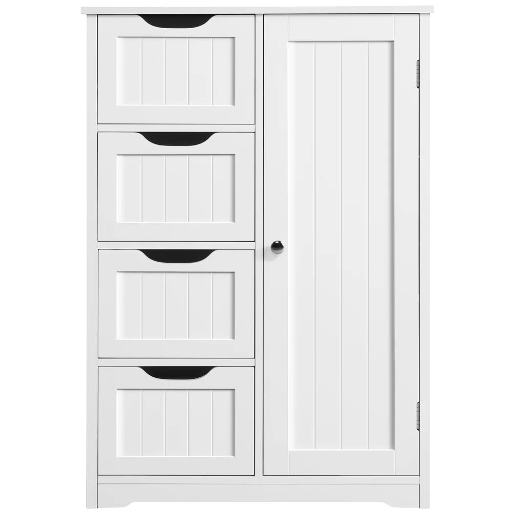 White 4 Drawer Wooden Bathroom Floor Cabinet J745
