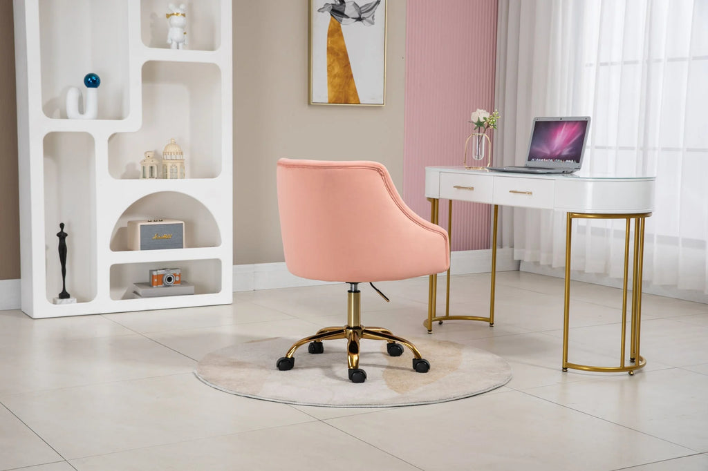 Pink Velvet Swivel Desk Chair E628216