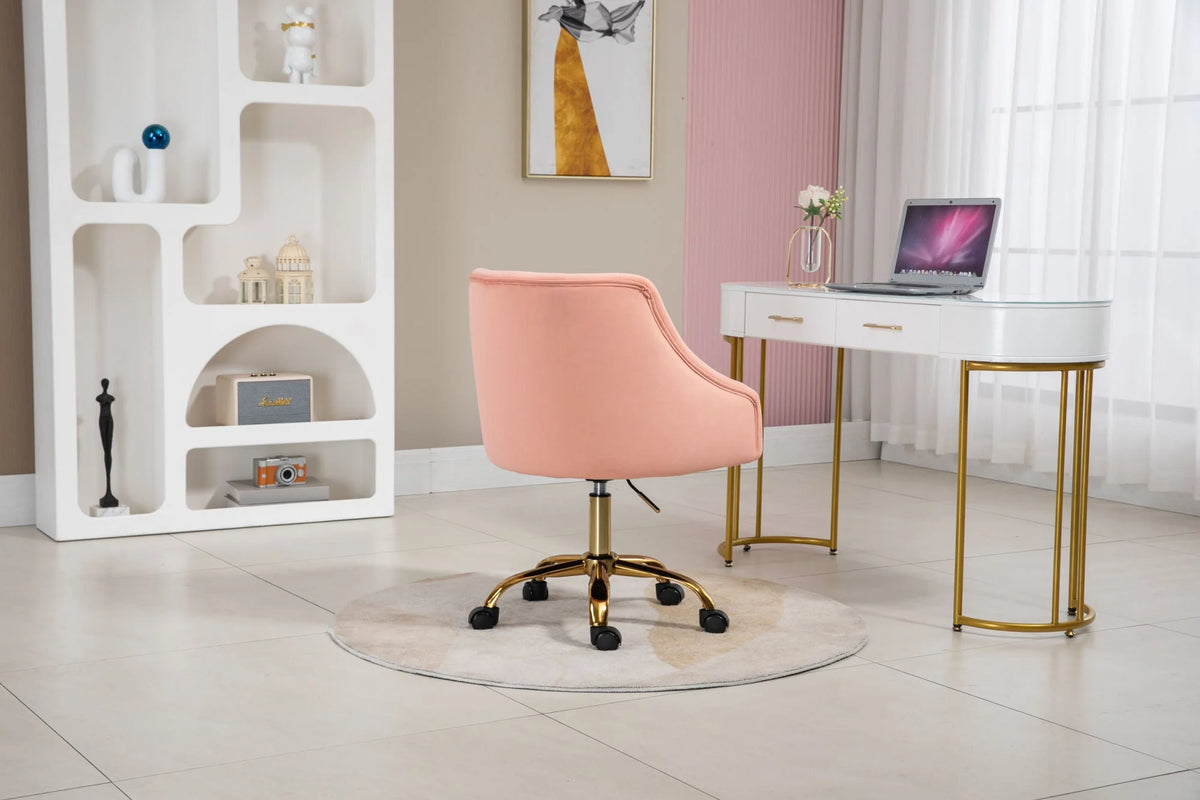 Pink Velvet Swivel Desk Chair E628216
