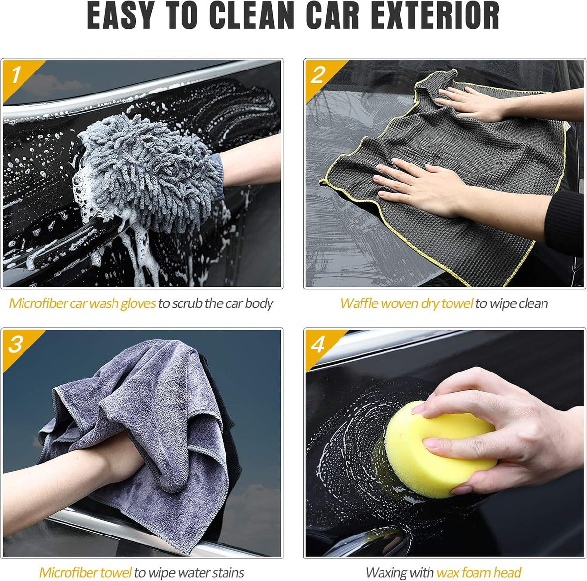 12 Pcs Car Wash Kit with Microfiber Towels Storage Box V501
