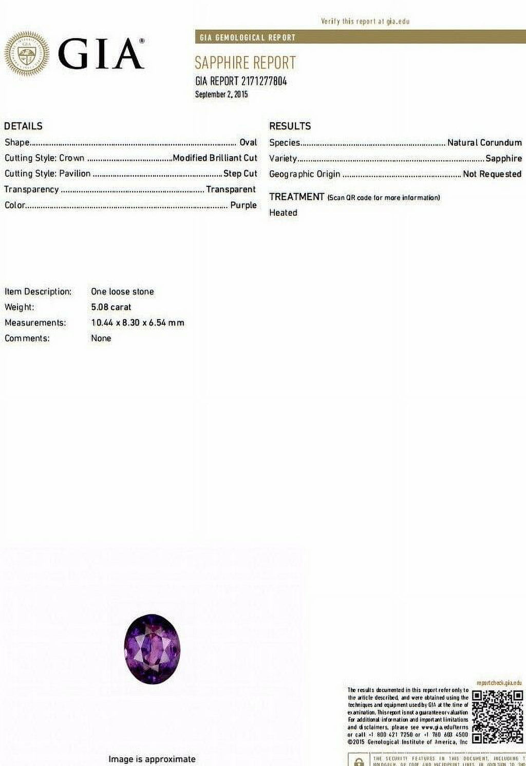 6.41ct Natural Vivid Purple Sapphire Diamond Ring L56069