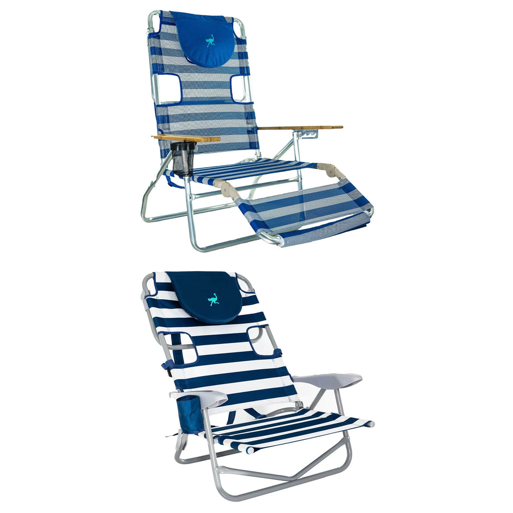 Striped Blue Reclining Beach Chair U17719