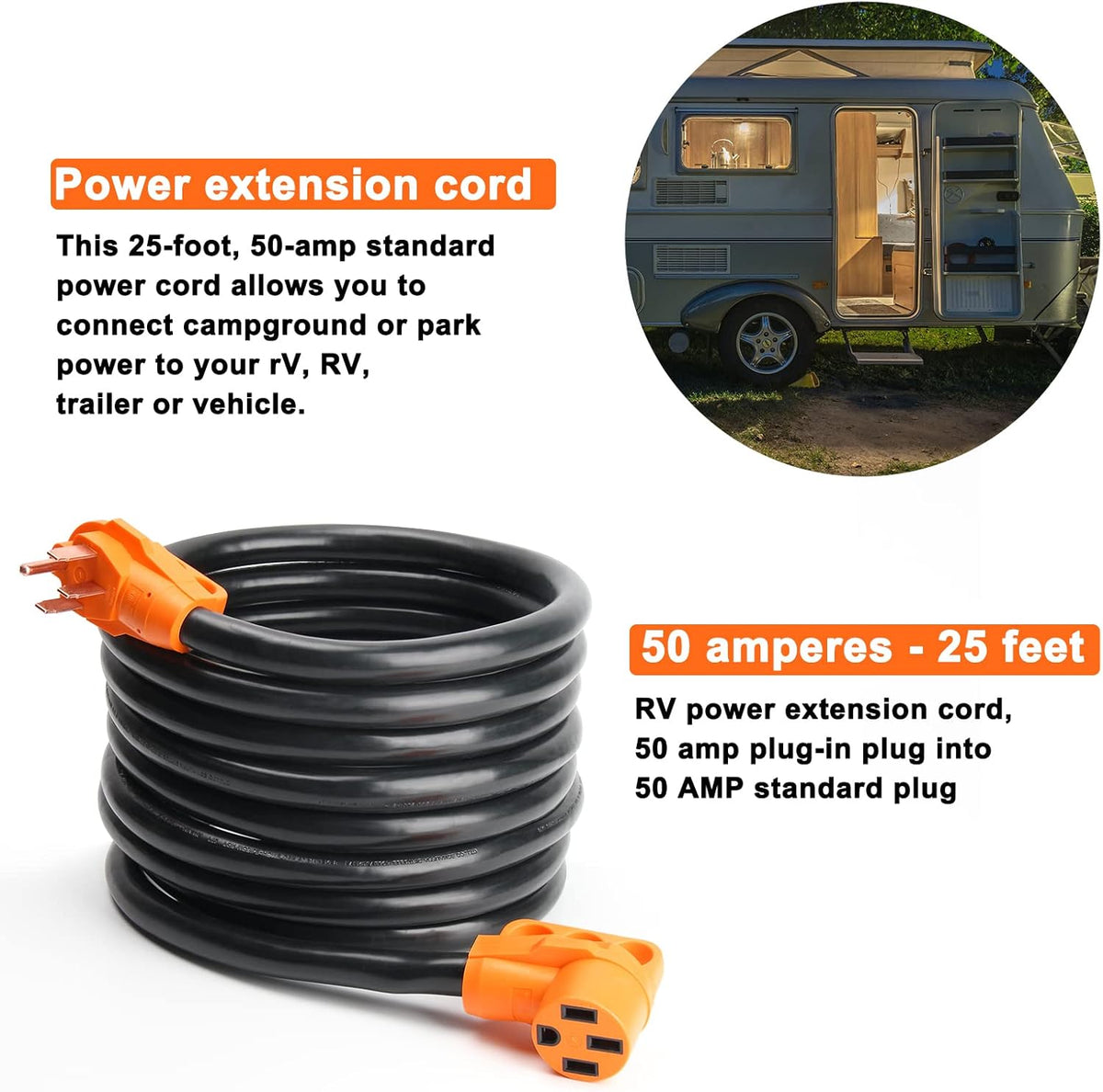 50 Amp 25 Feet RV Power Extension Cord with Grip Handle R801