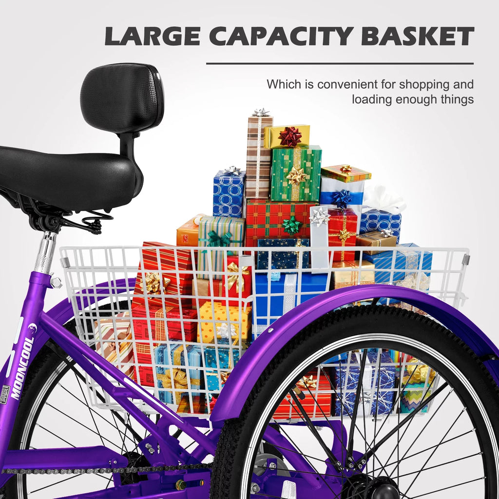 20"/24"/26" 7 Speed Adult Tricycles with Large Basket N669