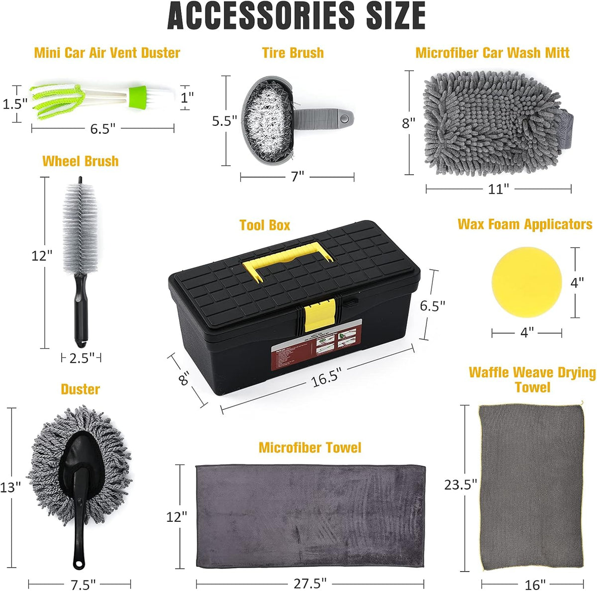 12 Pcs Car Wash Kit with Microfiber Towels Storage Box V501