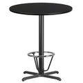 Black 36 Round Laminate Table Top with Bar Height Table Base S555359
