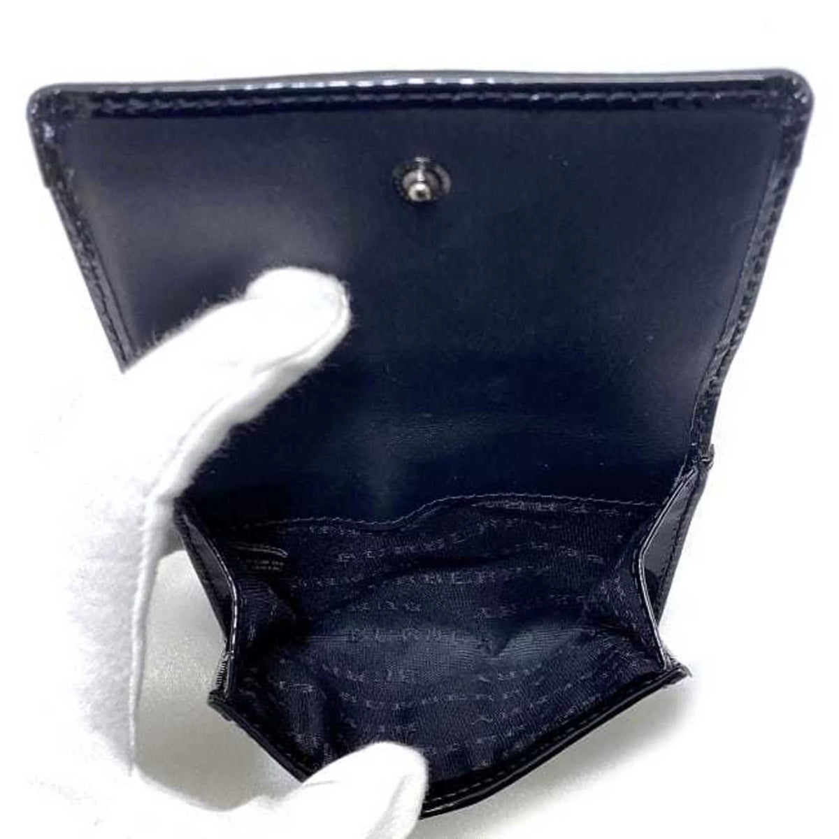 Pre-Owned Beige Black Check PVC Patent Leather Wallet X93161