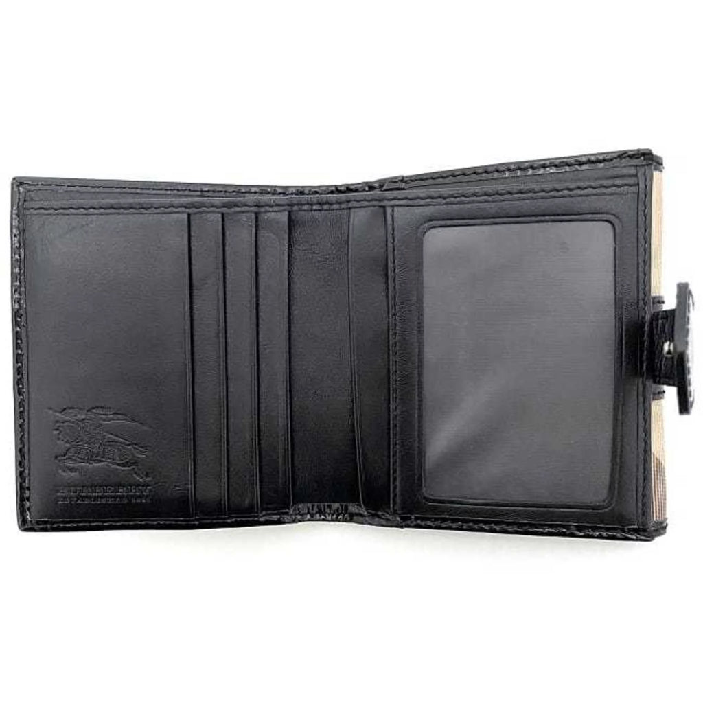 Pre-Owned Beige Black Check PVC Patent Leather Wallet X93161