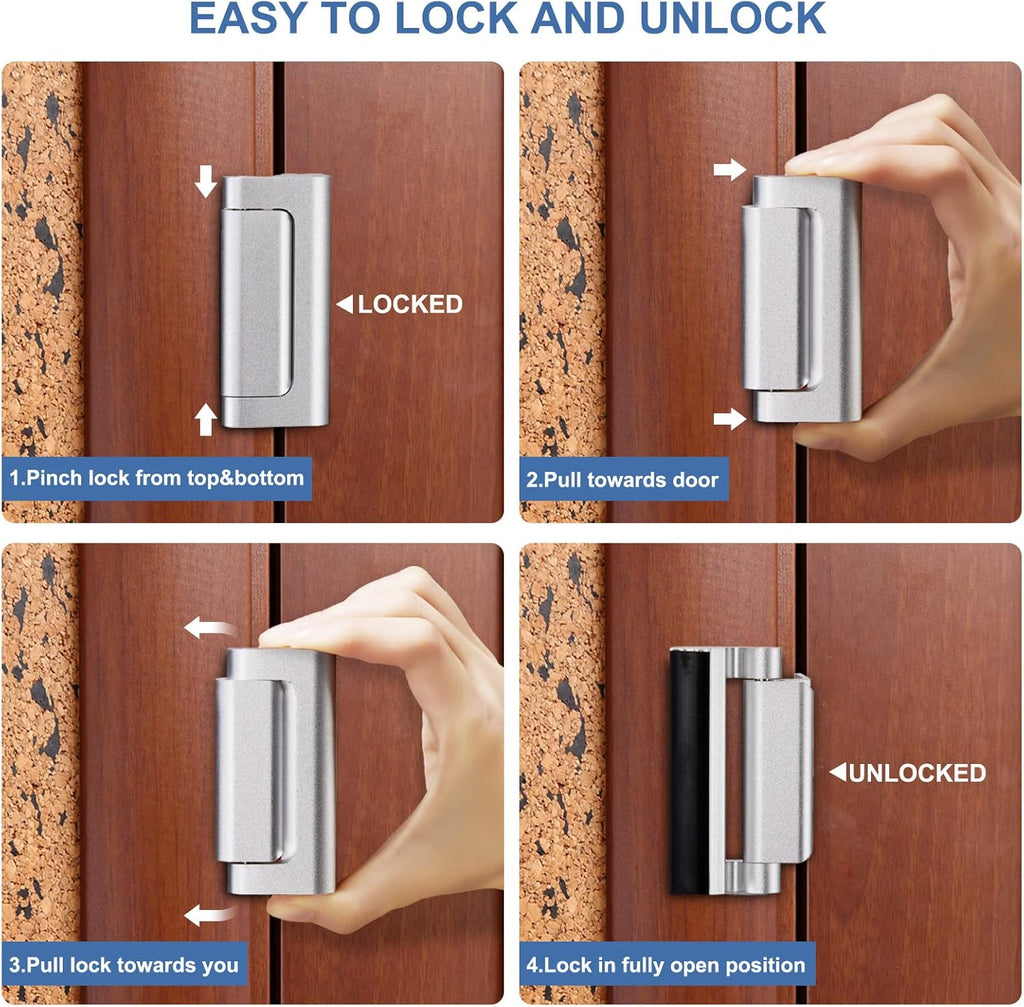 6 Pack Door Reinforcement Locks with 48 Screws, Aluminum Construction H6313