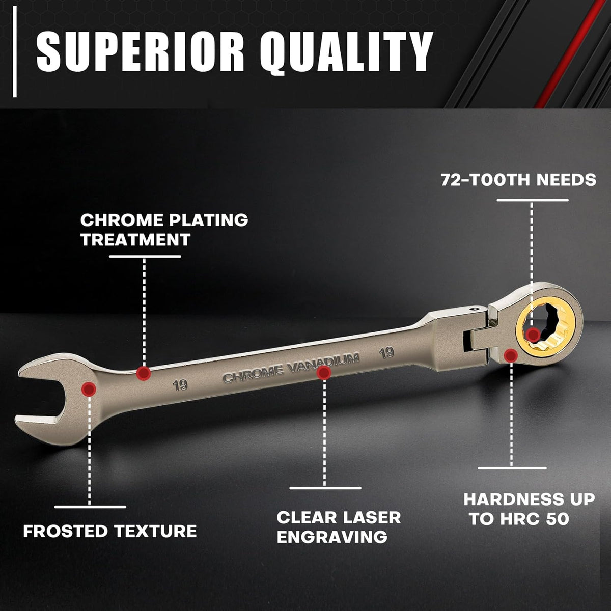 12-Piece 180° Metric Flex-Head Ratcheting Wrench Set K44444