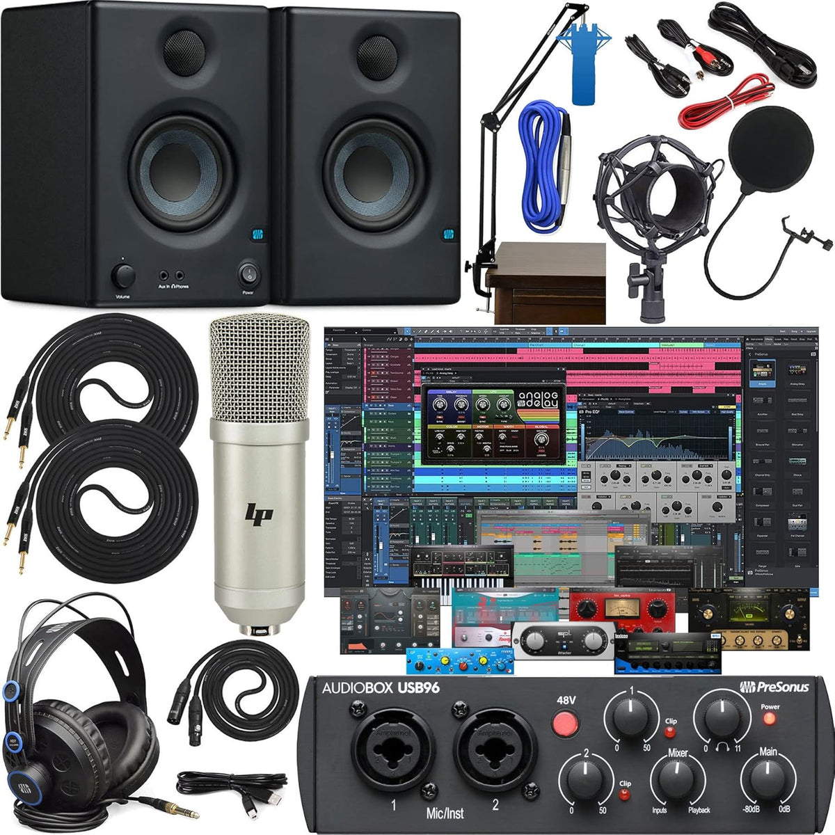 Audio Interface with Studio Monitors and Headphones V979080