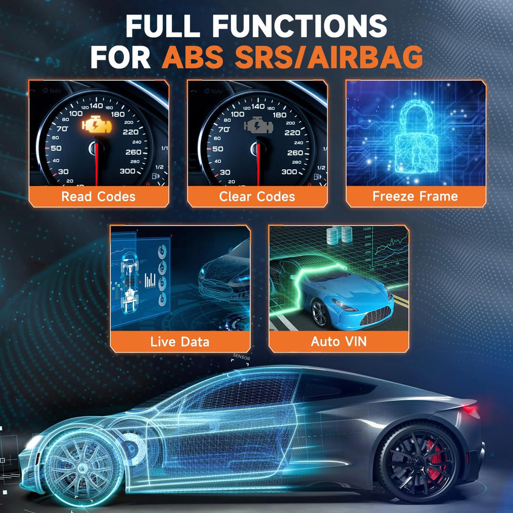 OBD2 Scanner with ABS Auto Bleed ABS SRS/Airbag Car Diagnostic Tool, 12V Car Battery Tester T516454