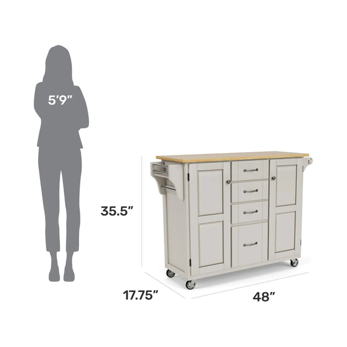 Off White Wood Rolling Kitchen Cart M443127