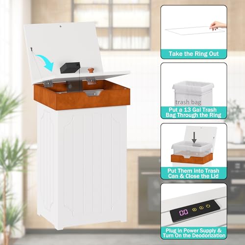 Black 13 Gallon Wooden Trash Can Cabinet M6509