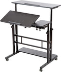 Black Mobile Stand Up Desk with Wheels U10623