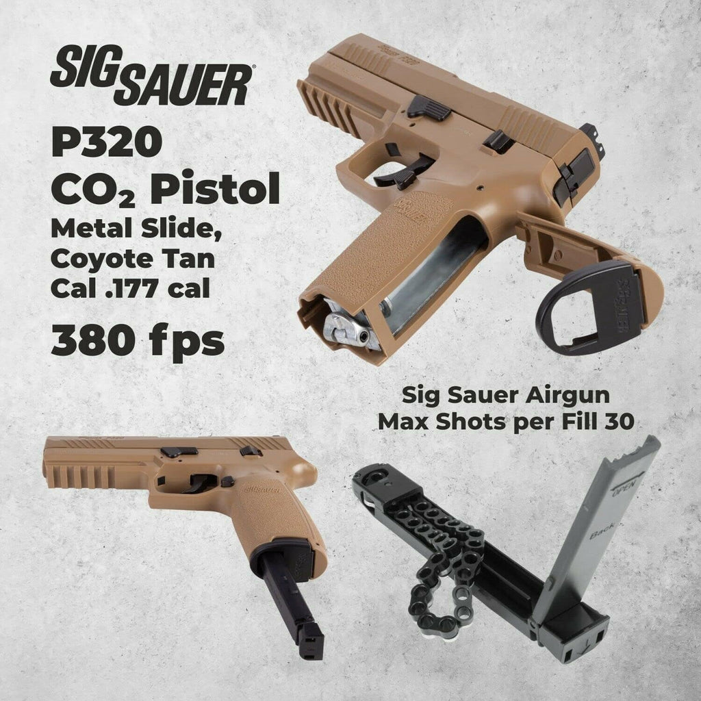 SIG Sauer P320 Air Pistol with CO2 12 Gram (15 Pack) and 500 Lead Pellets Bundle Y403469