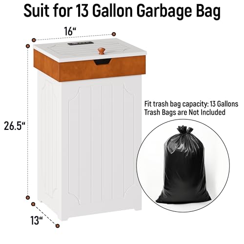 Black 13 Gallon Wooden Trash Can Cabinet M6509