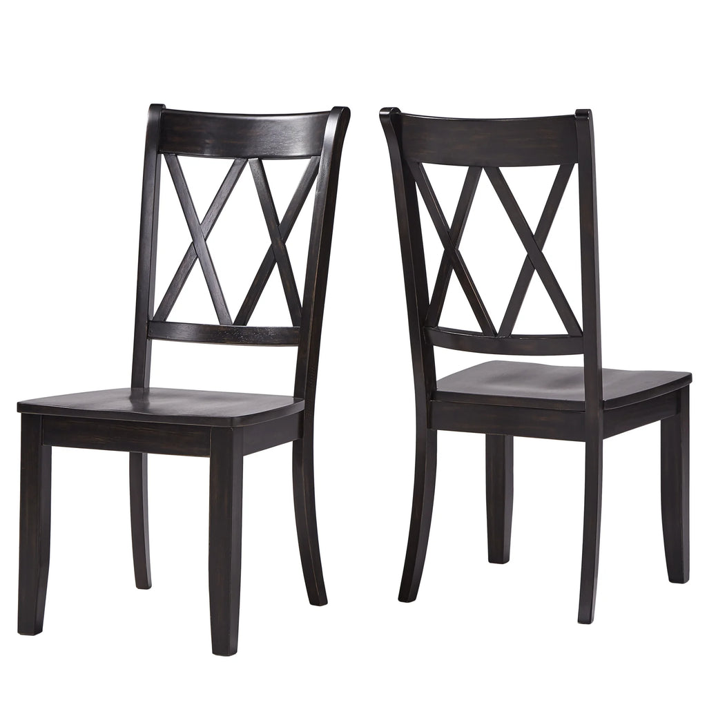Set of 2 Antique Black Dining Chair F491