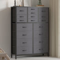 Rustic Brown 18 Drawer Fabric Dresser with Steel Frame O1724