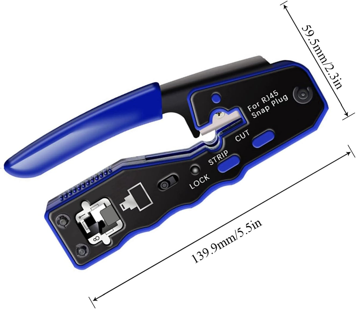 RJ45 Crimp Tool Ethernet Cable Crimper Wire Cutter Stripper Network Pass Through Crimping Tool Kit for Cat5e Cat6 Cat6a, 50Pcs Cat6 Connector & 50Pcs Cat6 Protector Cover F73006