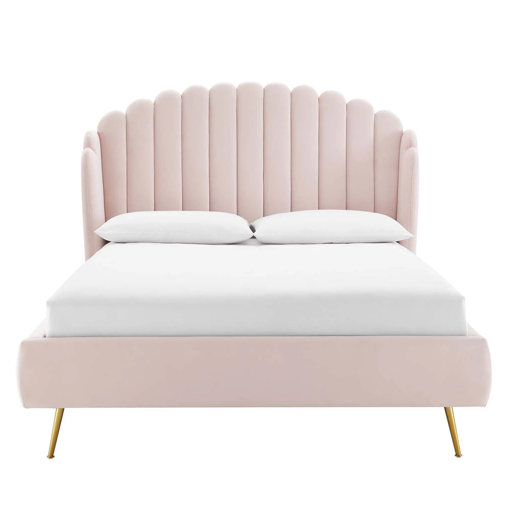 Queen Size Velvet Platform Bed Frame D607