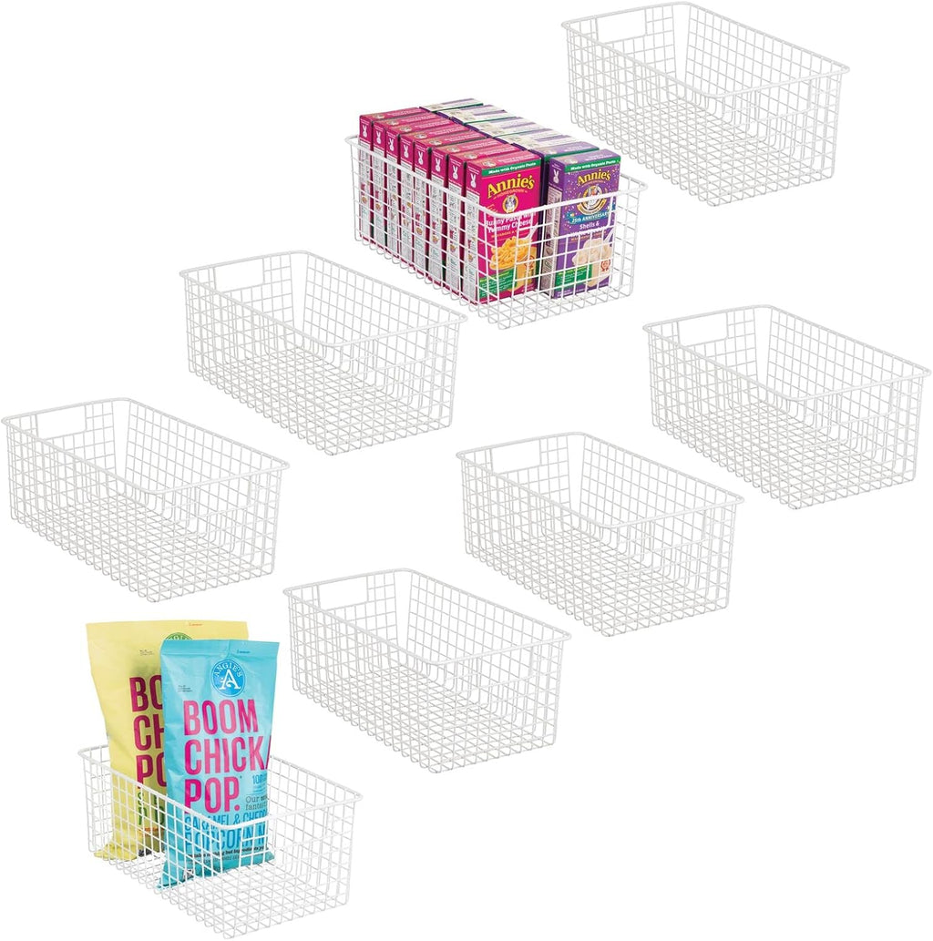 Bronze Metal Wire Food Organizer Storage Bin Basket with Handles, 8 Pack V77159