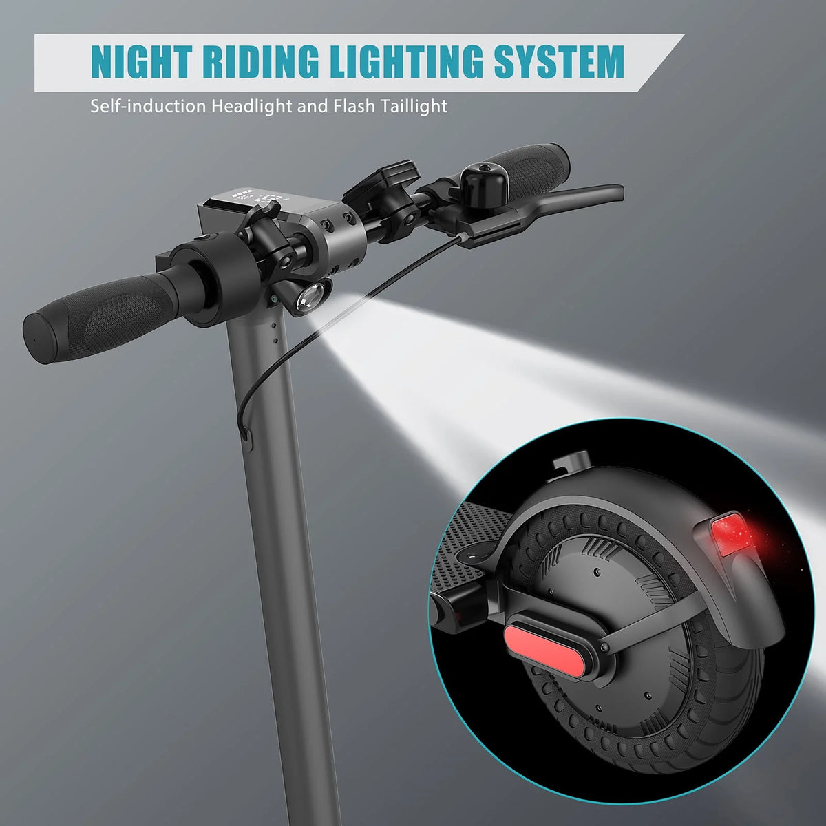 Electric Scooter 350W Motor 9 In Tires 20 mph 20 Miles 265 Lbs Silver T506