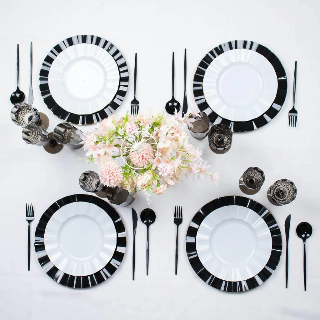 8Oz Black Crystal Cut Reusable Plastic Champagne Glasses F41580