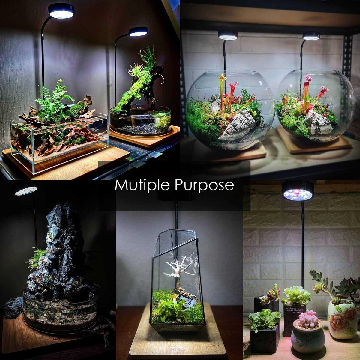 Full Spectrum LED Light with Bamboo Board Aquarium Nano Tank A287259