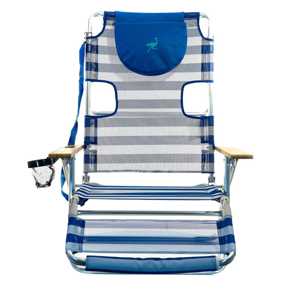 Striped Blue Reclining Beach Chair U17719
