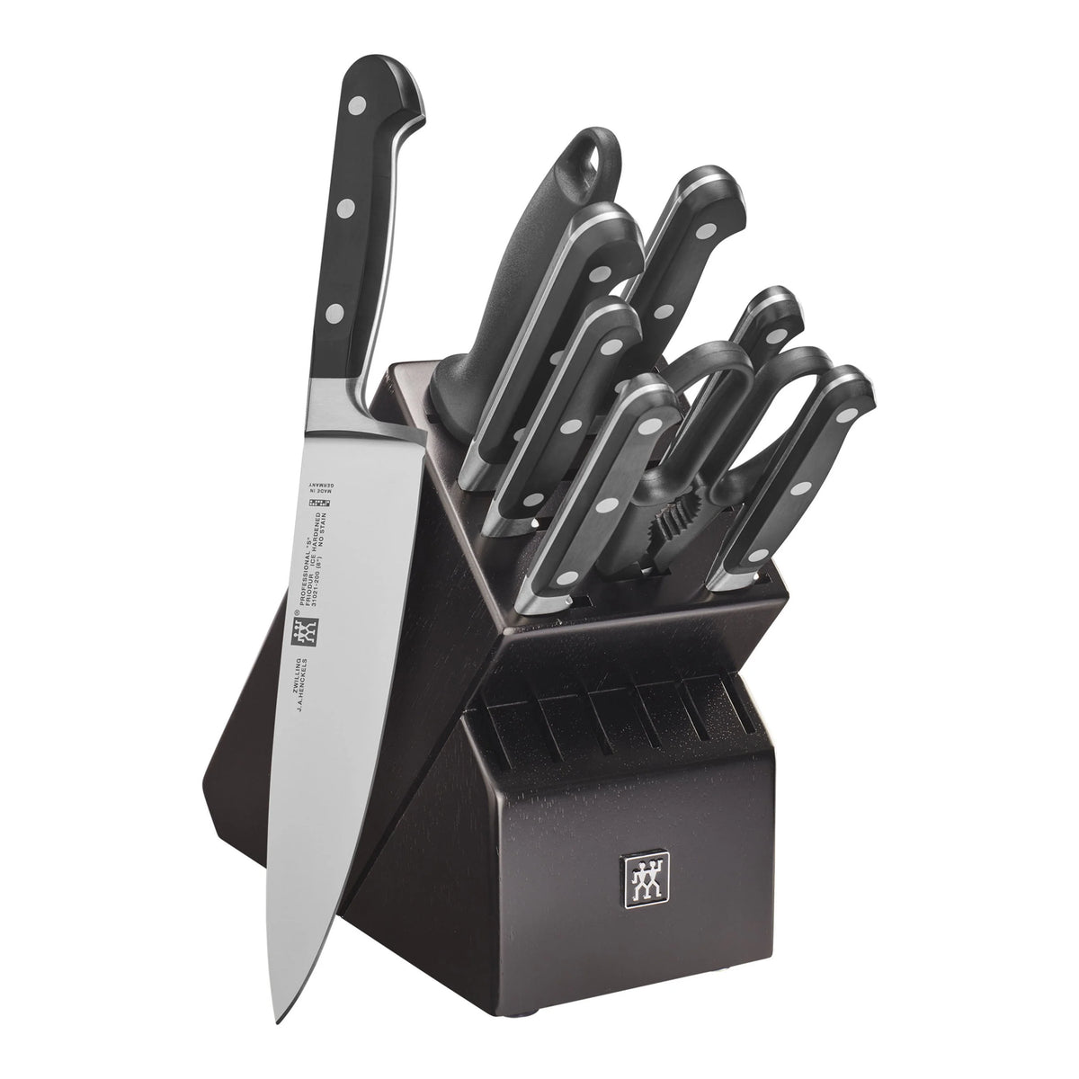 10pc Knife Set in Black Rubberwood Block Y539