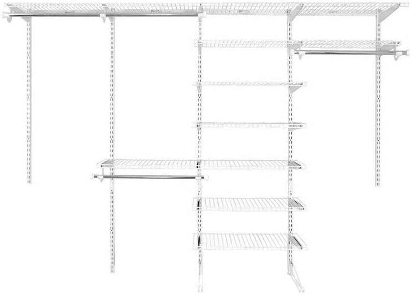 White Wire Shelving Kit with Expandable Shelving and Telescoping Rods G82004