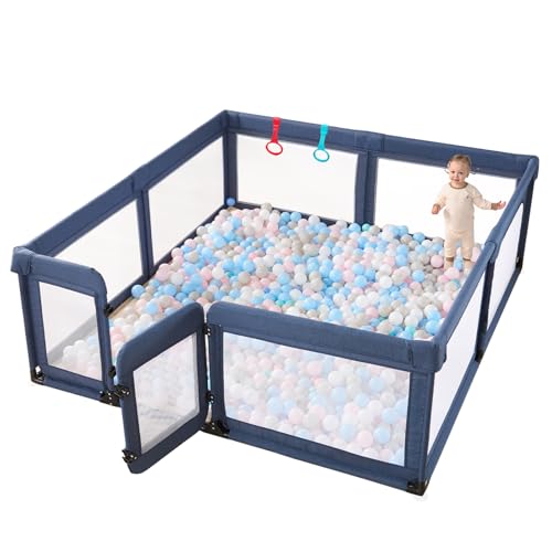Black 79”x59” Baby Playpen with Door and Mesh Y679