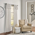 Off White 84 Inches Light Filtering Ring Top Tab Curtain Panel with Valance G7319