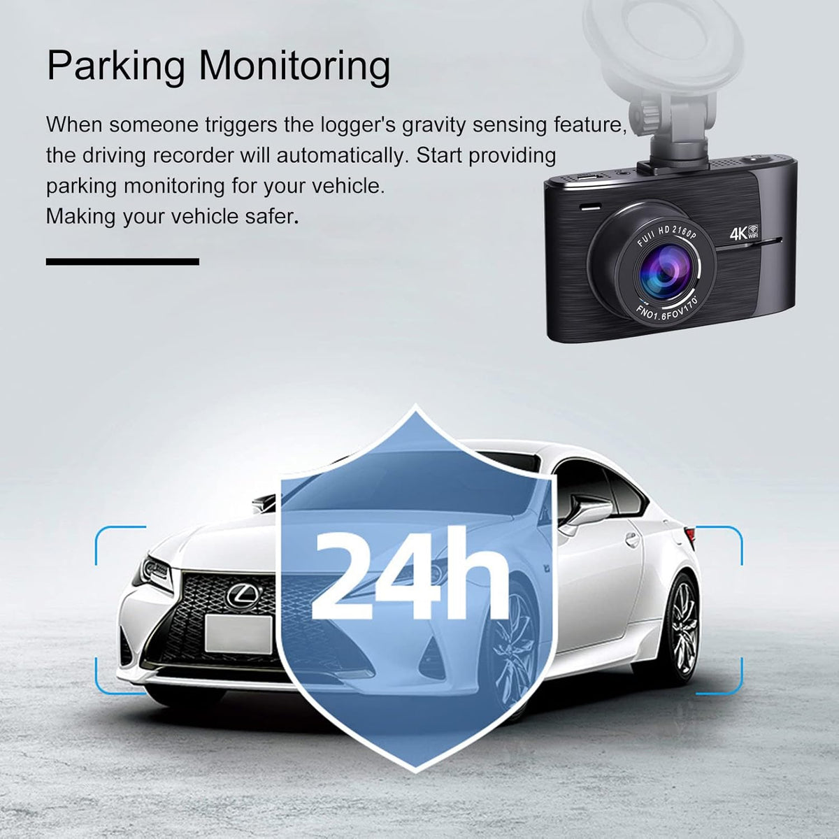 4K Dash Cam with WiFi, 3" IPS Screen, 170° Wide Angle, Parking Monitor Z37043