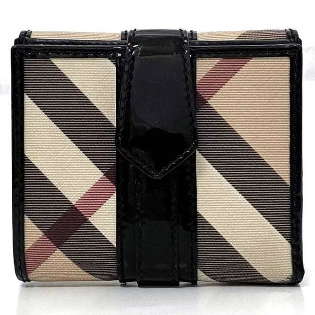 Pre-Owned Beige Black Check PVC Patent Leather Wallet X93161