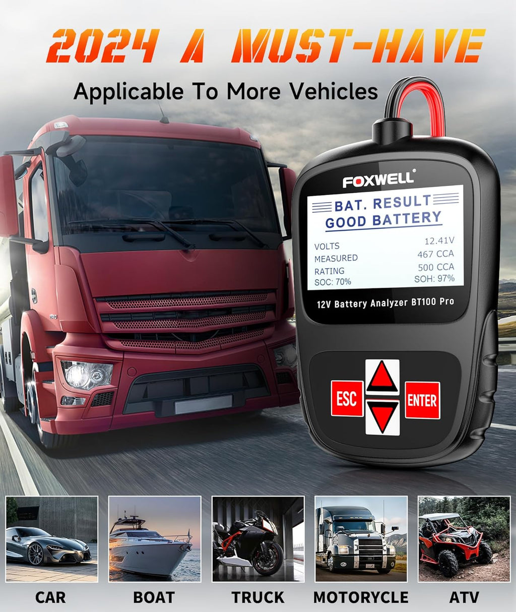 OBD2 Scanner with ABS Auto Bleed ABS SRS/Airbag Car Diagnostic Tool, 12V Car Battery Tester T516454