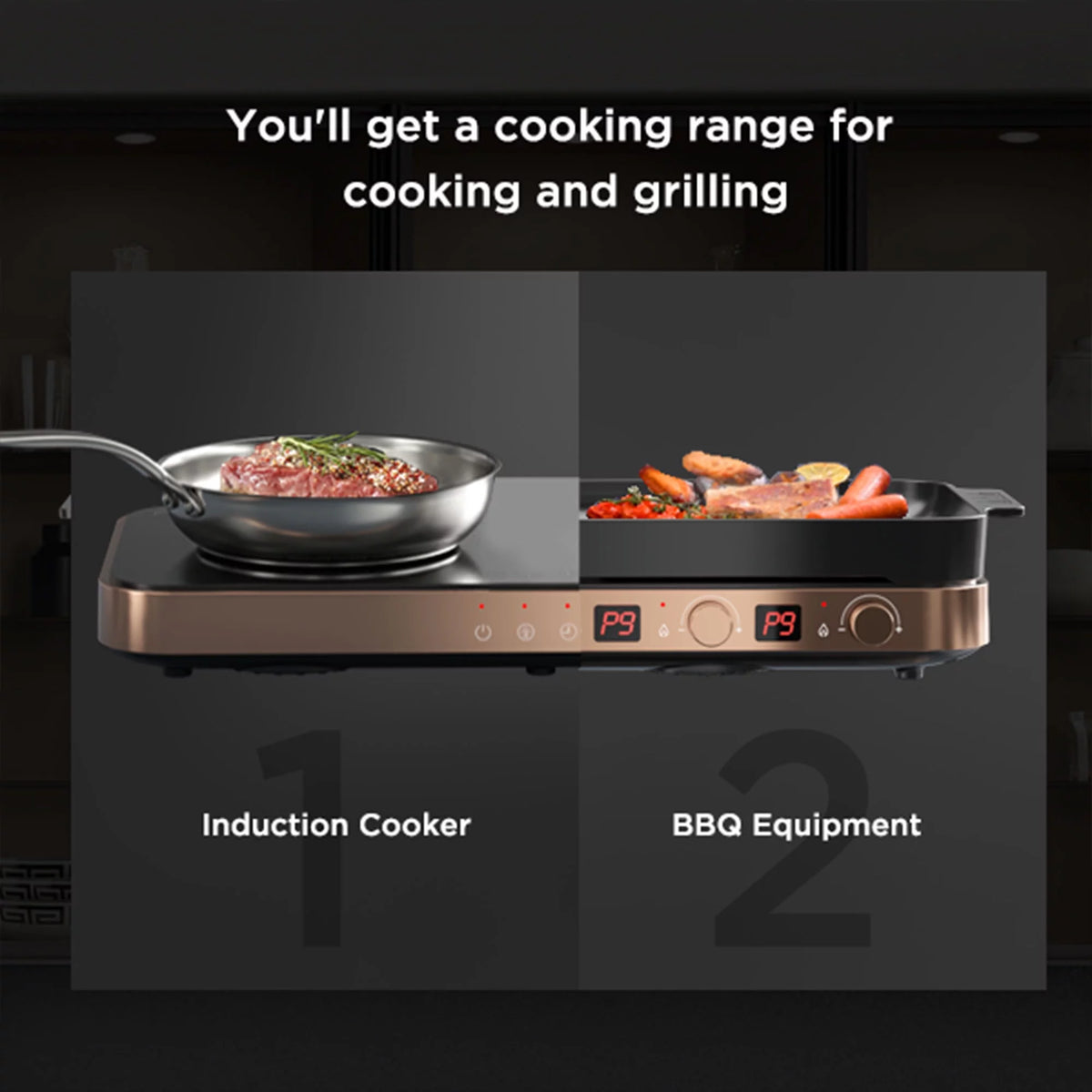 Portable Induction Cooktop Electric Stove & Cast Iron Griddle N6420
