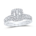 14kt White Gold Baguette Diamond Bridal Ring Band Set 3/4 Cttw Size 7 F320731