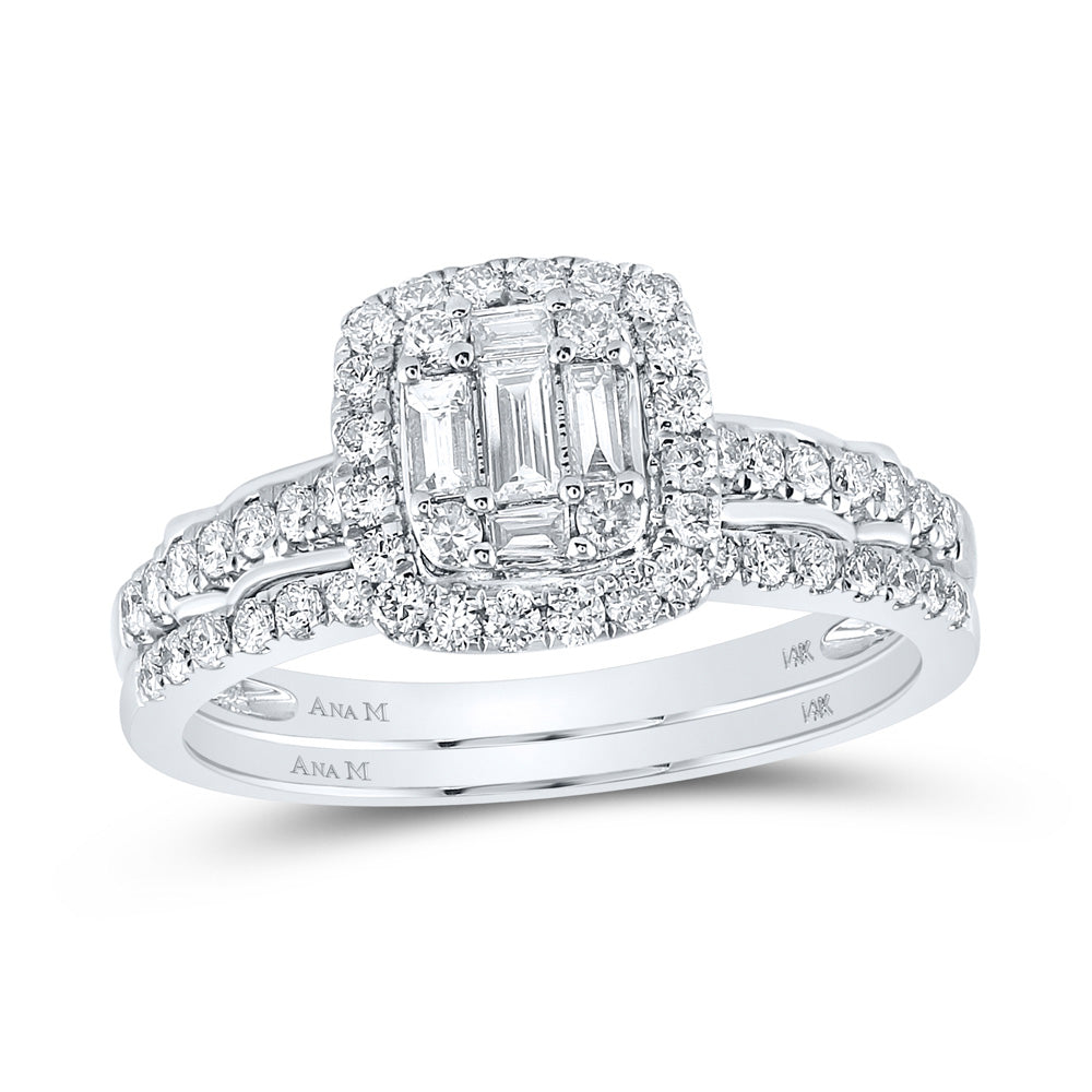 14kt White Gold Baguette Diamond Bridal Ring Band Set 3/4 Cttw Size 7 F320731