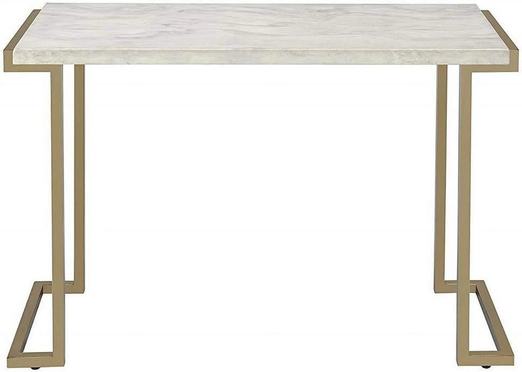 Champagne Beige Faux Marble Top Console Table X40114