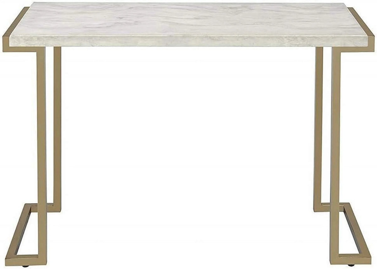 Champagne Beige Faux Marble Top Console Table X40114