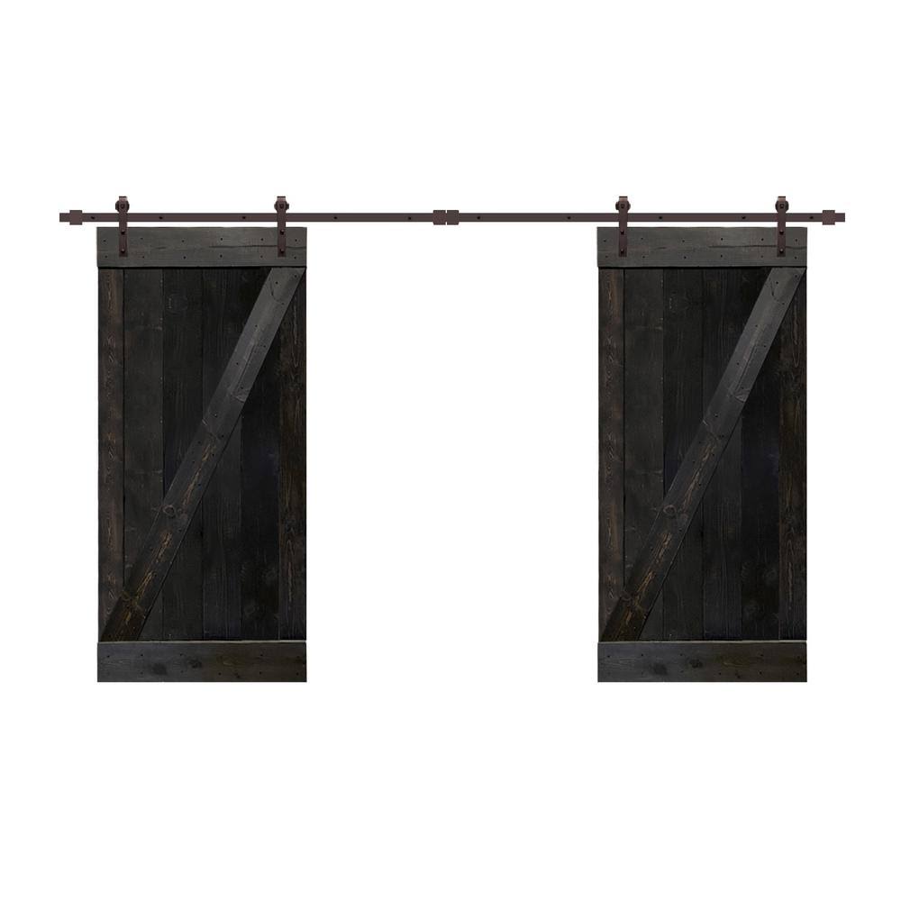 Charcoal Black Double Barn Door with Hardware Kit 48 x 84 G55107