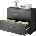 Black 2 Drawer Wood Lateral File Cabinet U8821