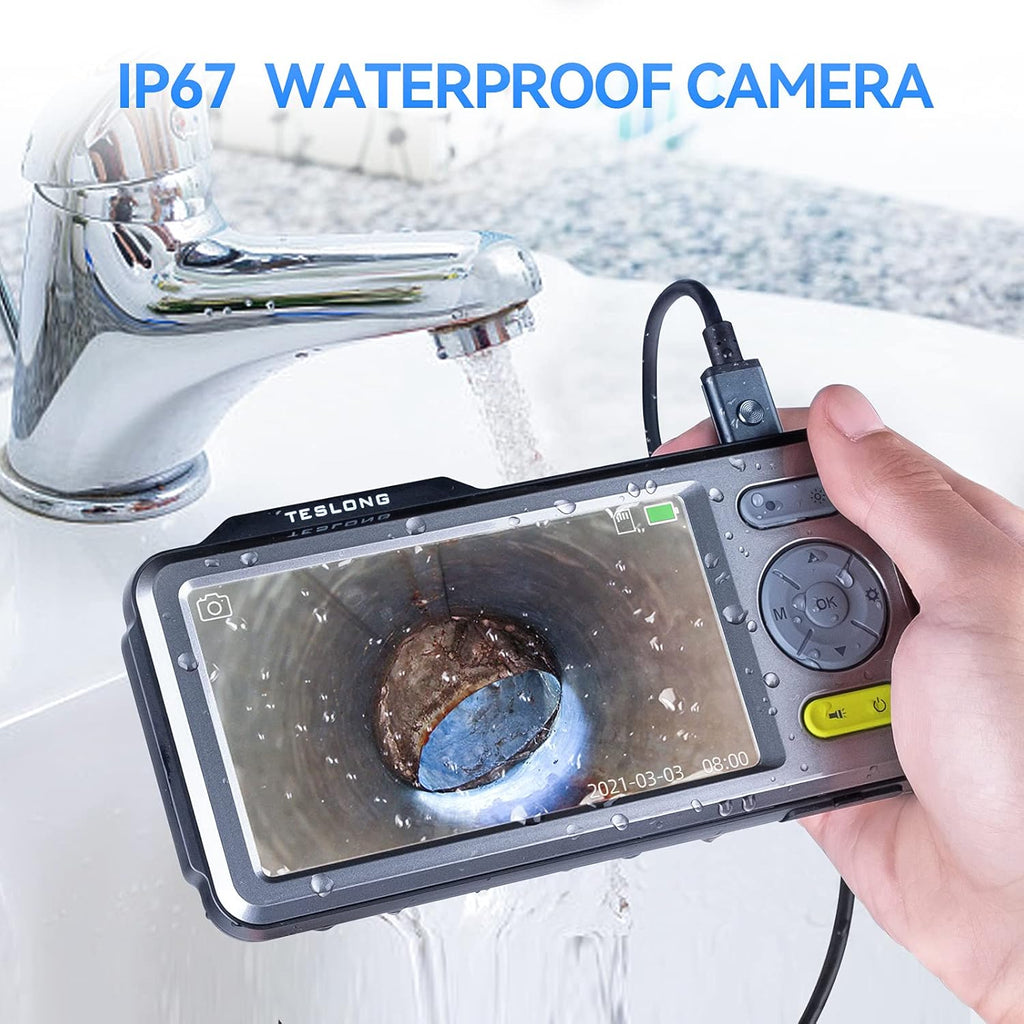 Triple Lens Endoscope Borescope Inspection Camera with 5'' Screen 16.5ft D783106