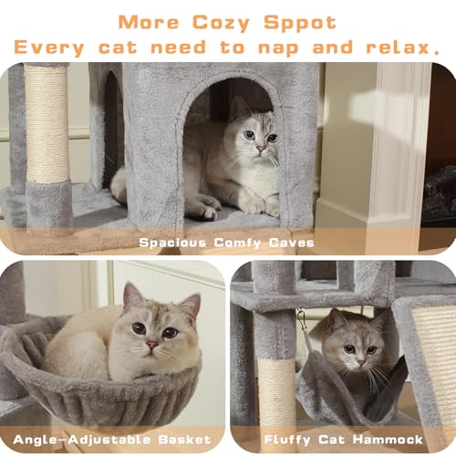 70-Inch Light Gray Cat Tree Tower with Hammock X717