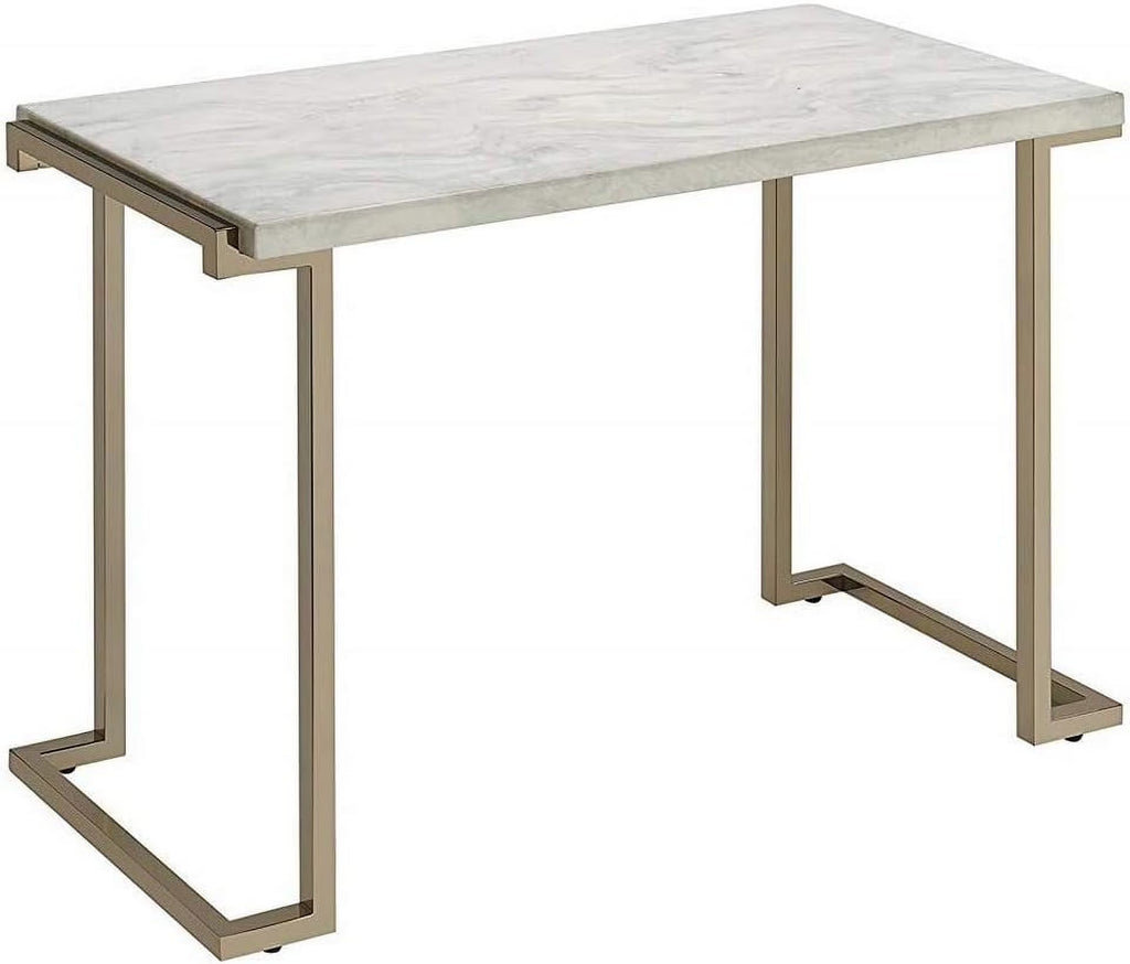 Champagne Beige Faux Marble Top Console Table X40114